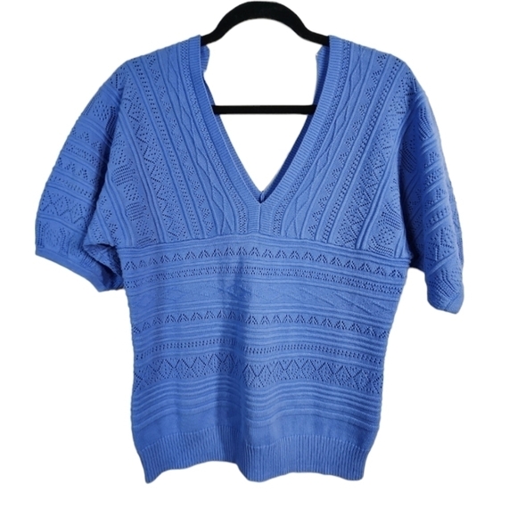 Venus Knit Sweater V-Neck Eyelit, Size Small - Picture 1 of 11